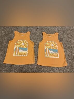 Set of 2 boys summer sleeveless shirt tank top 3T Twins Waves Beach Surf board